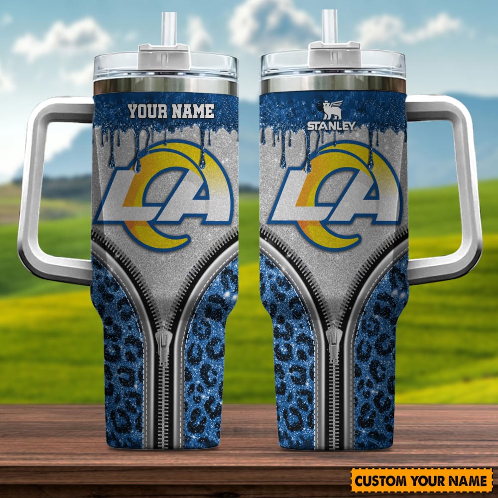 Los Angeles Rams NFL Glitter Leopard Print Custom Stanley Cup 40 oz 30 oz Tumbler With HandleTVC230144
