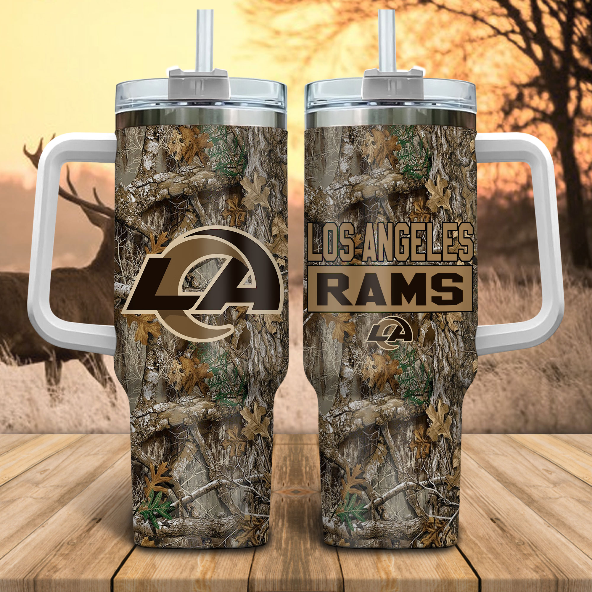 Los Angeles Rams NFL Hunting Realtree Custom Stanley Cup 40 oz 30 oz Tumbler With HandleTVC230146