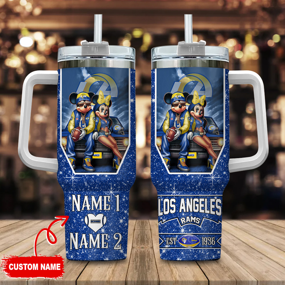 Los Angeles Rams NFL Mickey And Minnie Couple Custom Stanley Cup 40 oz 30 oz Tumbler With HandleTVC230189