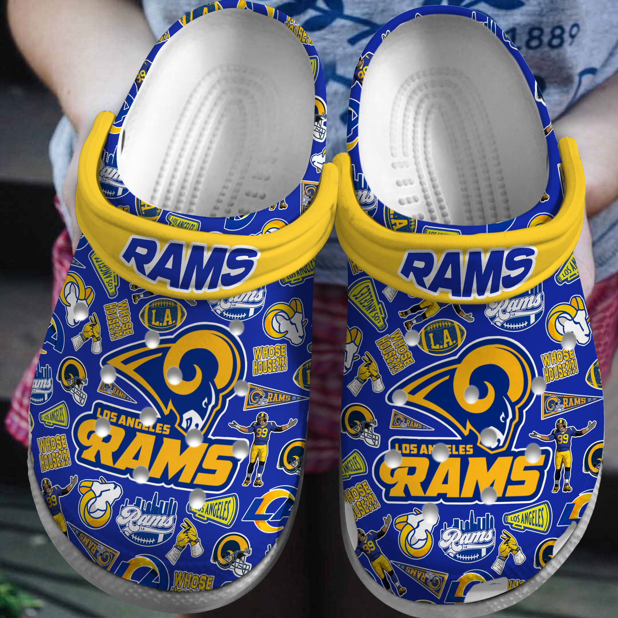 Los Angeles Rams NFL Sport Crocs Crocband Clogs Shoes Comfortable For Men Women and Kids
