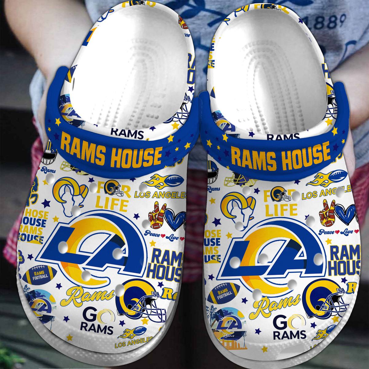 Los Angeles Rams NFL Sport Crocs Crocband Clogs Shoes Comfortable For Men Women and Kids