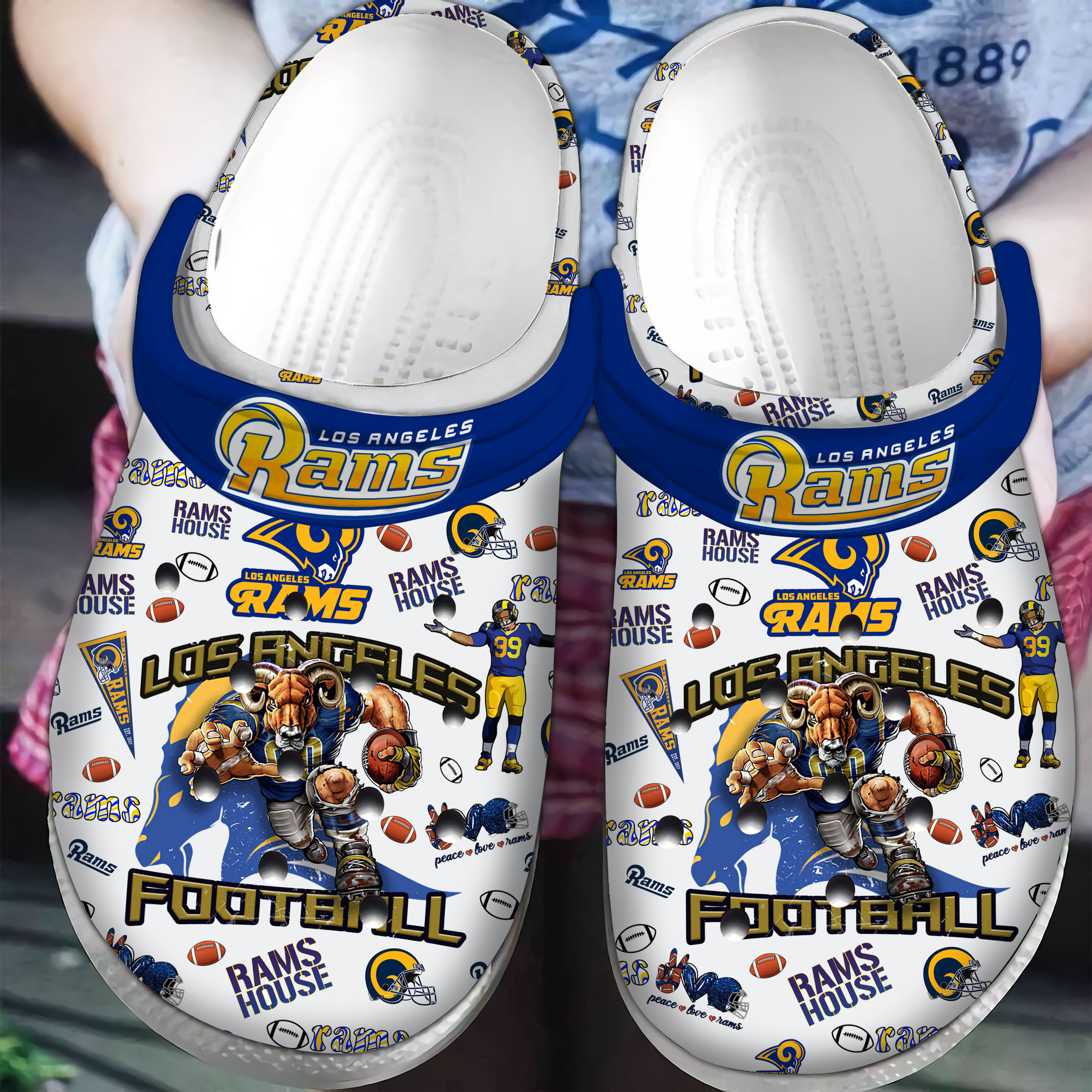 Los Angeles Rams NFL Sport Crocs Crocband Clogs Shoes Comfortable For Men Women and Kids