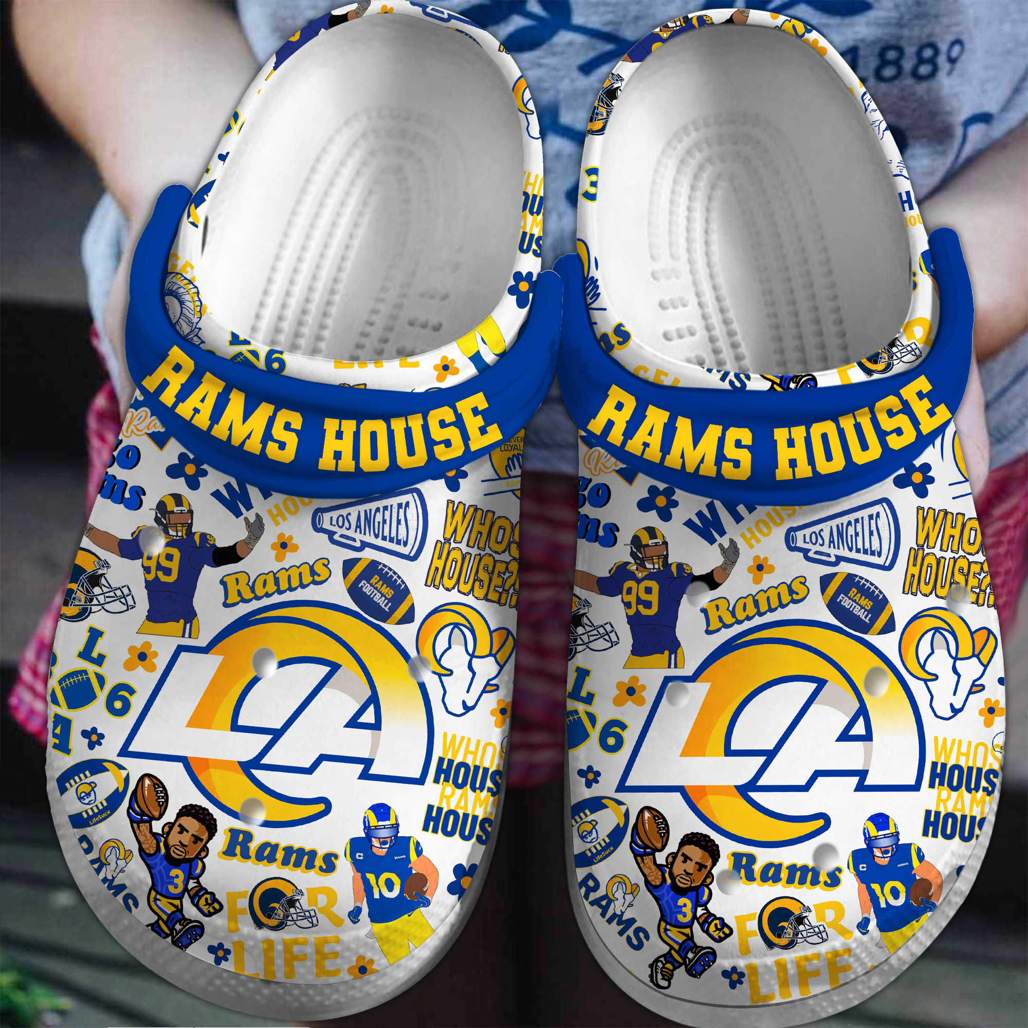 Los Angeles Rams NFL Sport Crocs Crocband Clogs Shoes Comfortable For Men Women and Kids