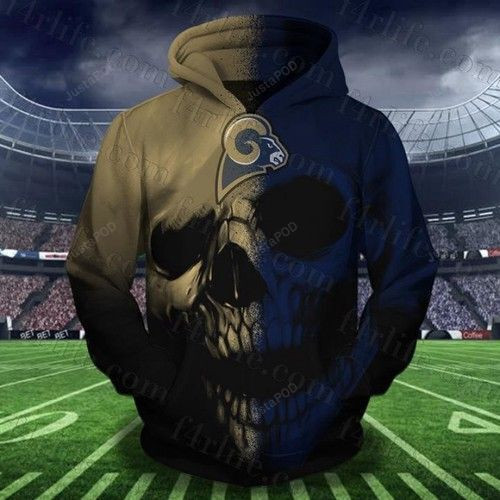 Los Angeles Rams Skull 3D All Over Print Hoodie, Zip Hoodie