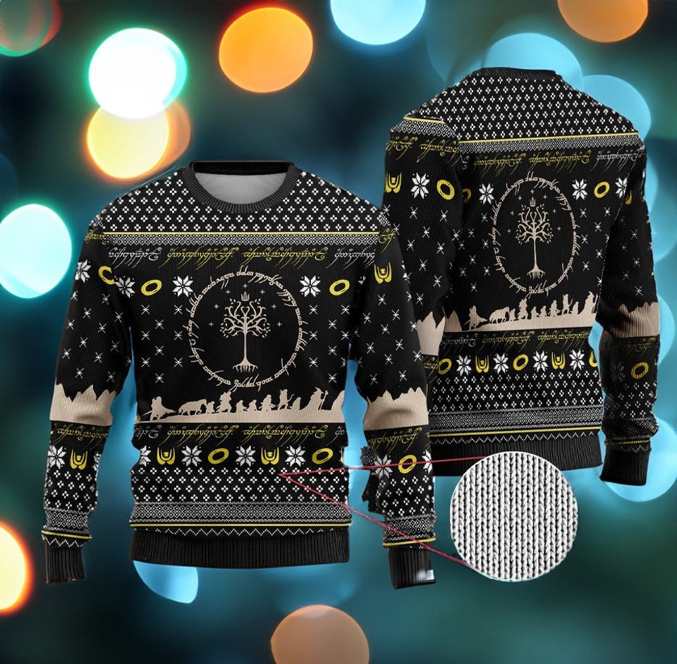 LOTR All Over Print 3D Ugly Sweater - LOTR The Fellowship Christmas Sweater