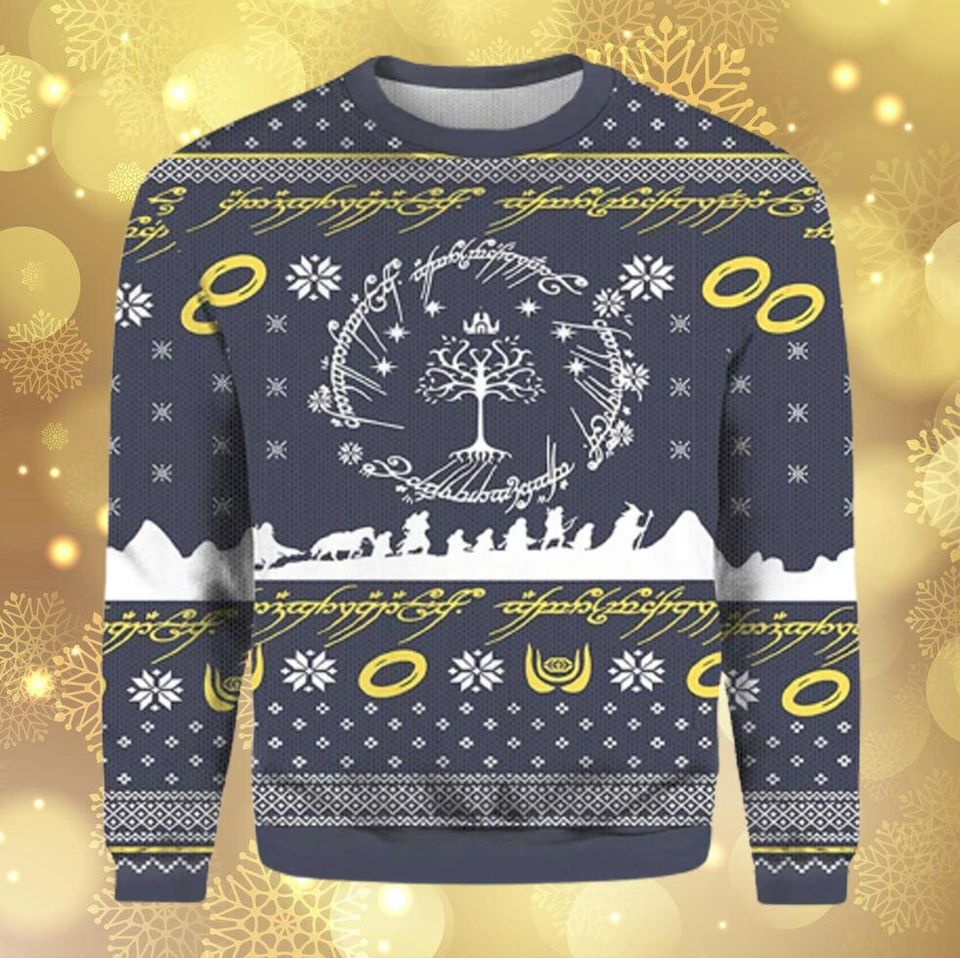 LOTR Christmas Ugly Sweater, LOTR Movies Ugly Christmas Sweater