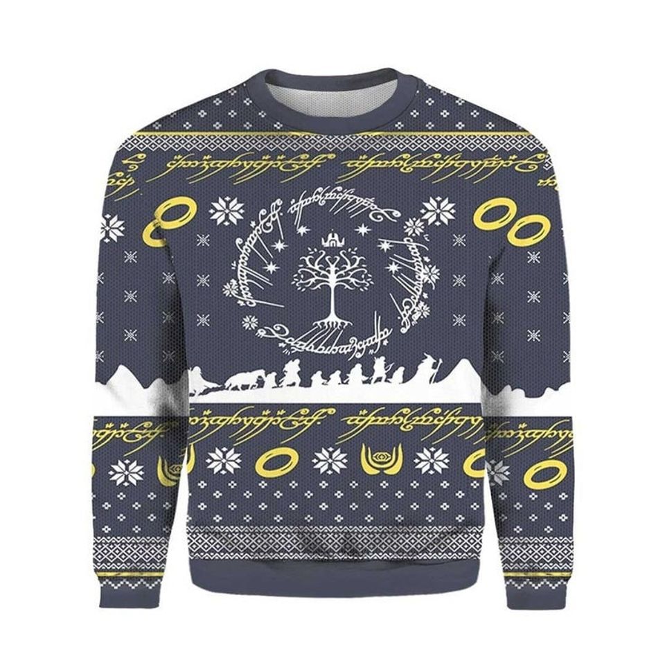 LOTR Christmas Ugly Sweater, LOTR Movies Ugly Christmas Sweater