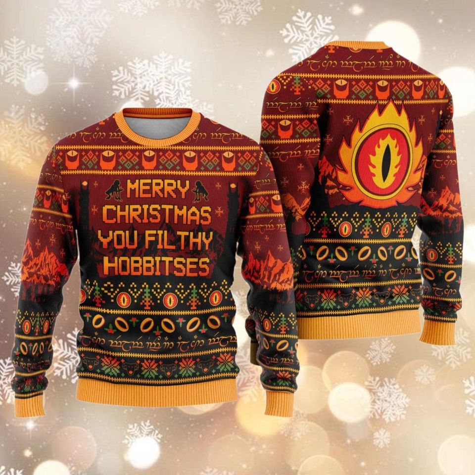 LOTR Christmas You Filthy Hobbitses Ugly Sweater, Ugly Christmas Sweatshirt