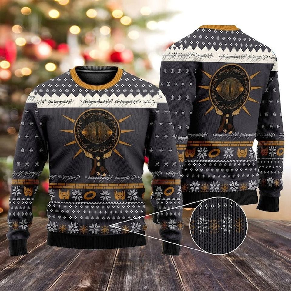 LOTR Eye of Sauron Ugly Christmas Sweater, LOTR Ugly Christmas Sweater