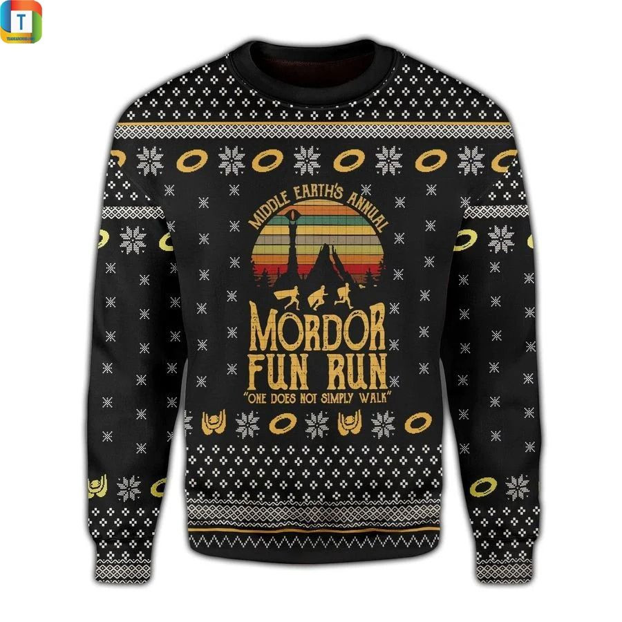 Lotr Middle Earths Annual Mordor Fun Run Ugly Christmas Sweater Adult 3D Funny Matching for family