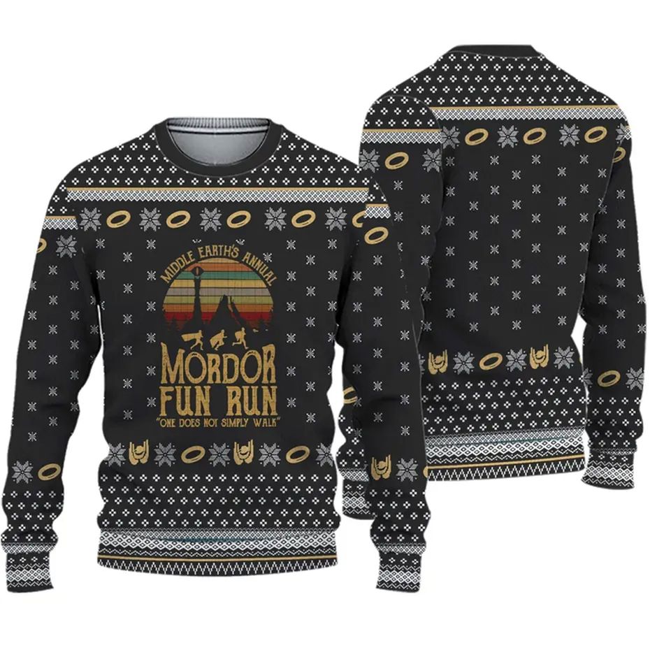 LOTR Mordor Fun Run Ugly Christmas 3D Sweater