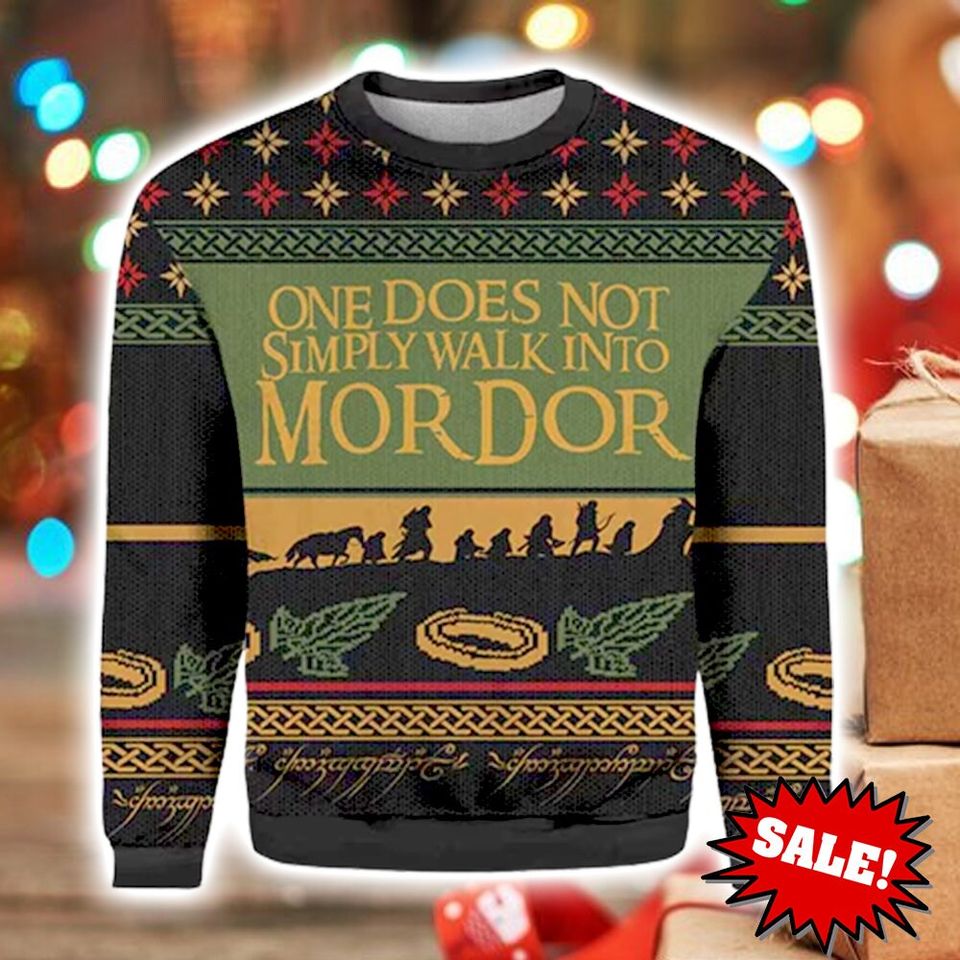 LOTR One Mordor Christmas Ugly Sweater, Lotr Ugly Sweatshirt