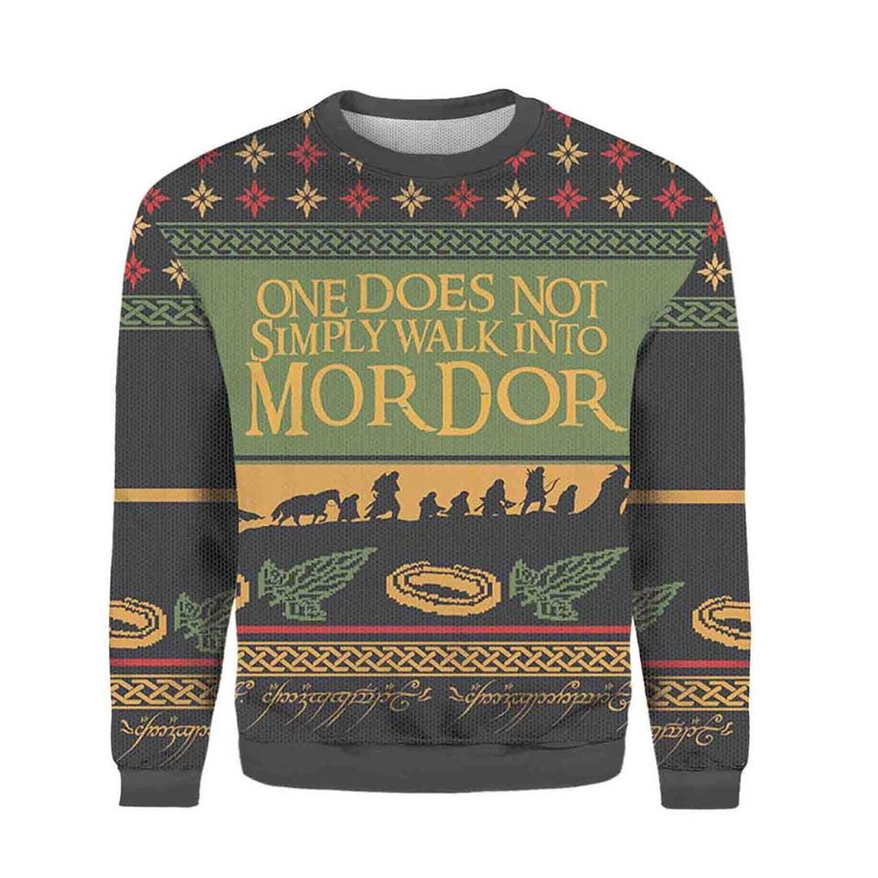 LOTR One Mordor Ugly Christmas Sweater, Lotr Ugly Sweater