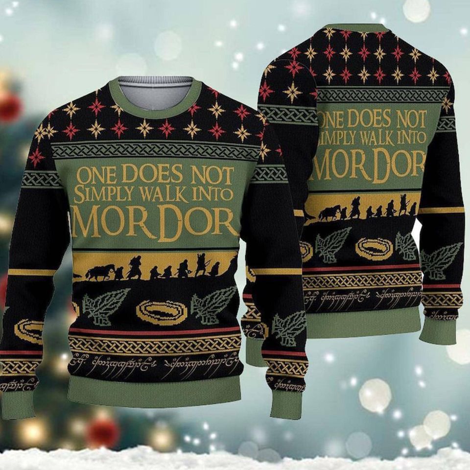 LOTR One Mordor Ugly Christmas Sweater, Lotr Ugly Sweater