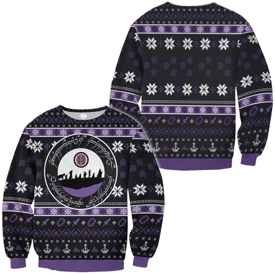 Lotr Ring Language Ugly 3D Sweater