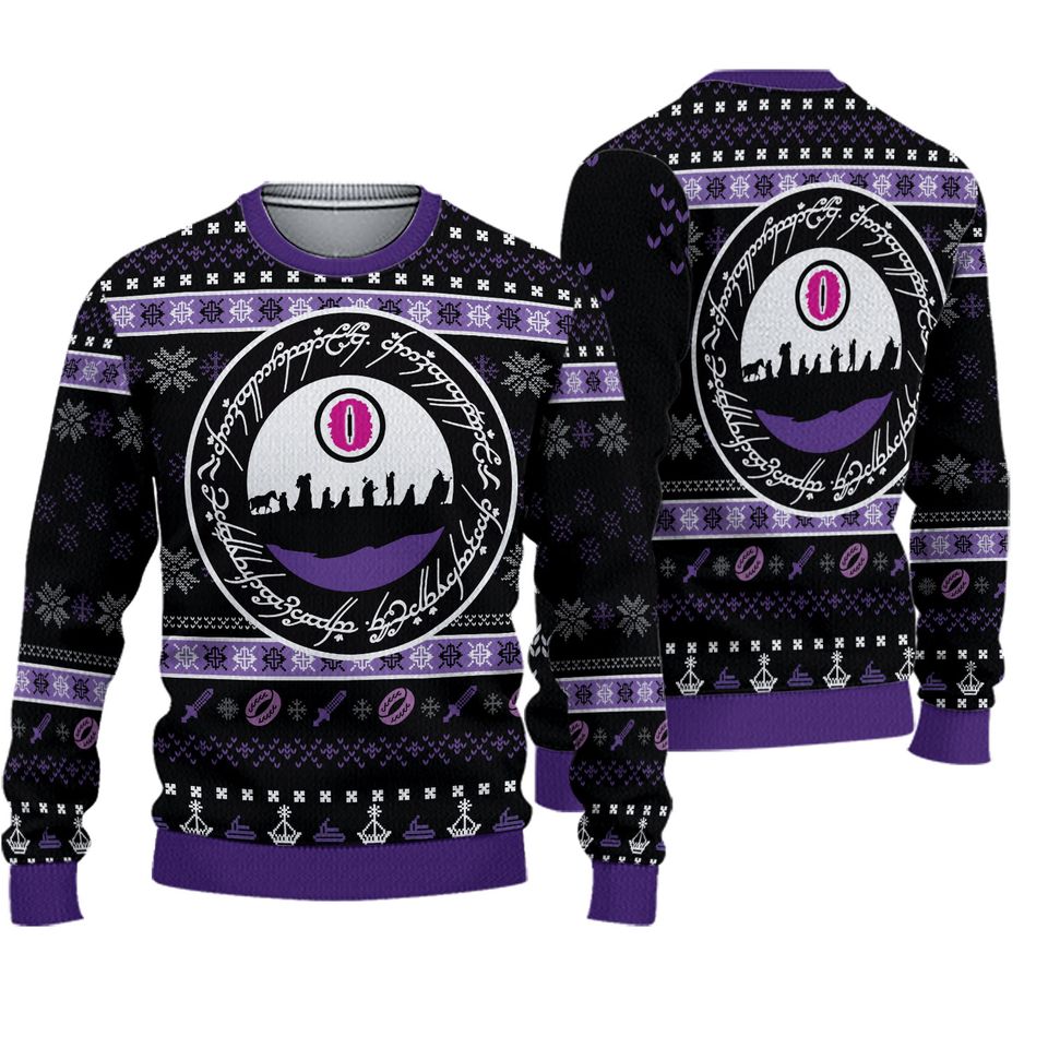LOTR Ring Language Ugly Christmas Sweater, LOTR 3D Sweater