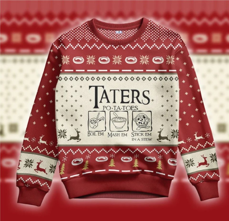 LOTR Taters Potatoes Christmas Sweater - Image 3