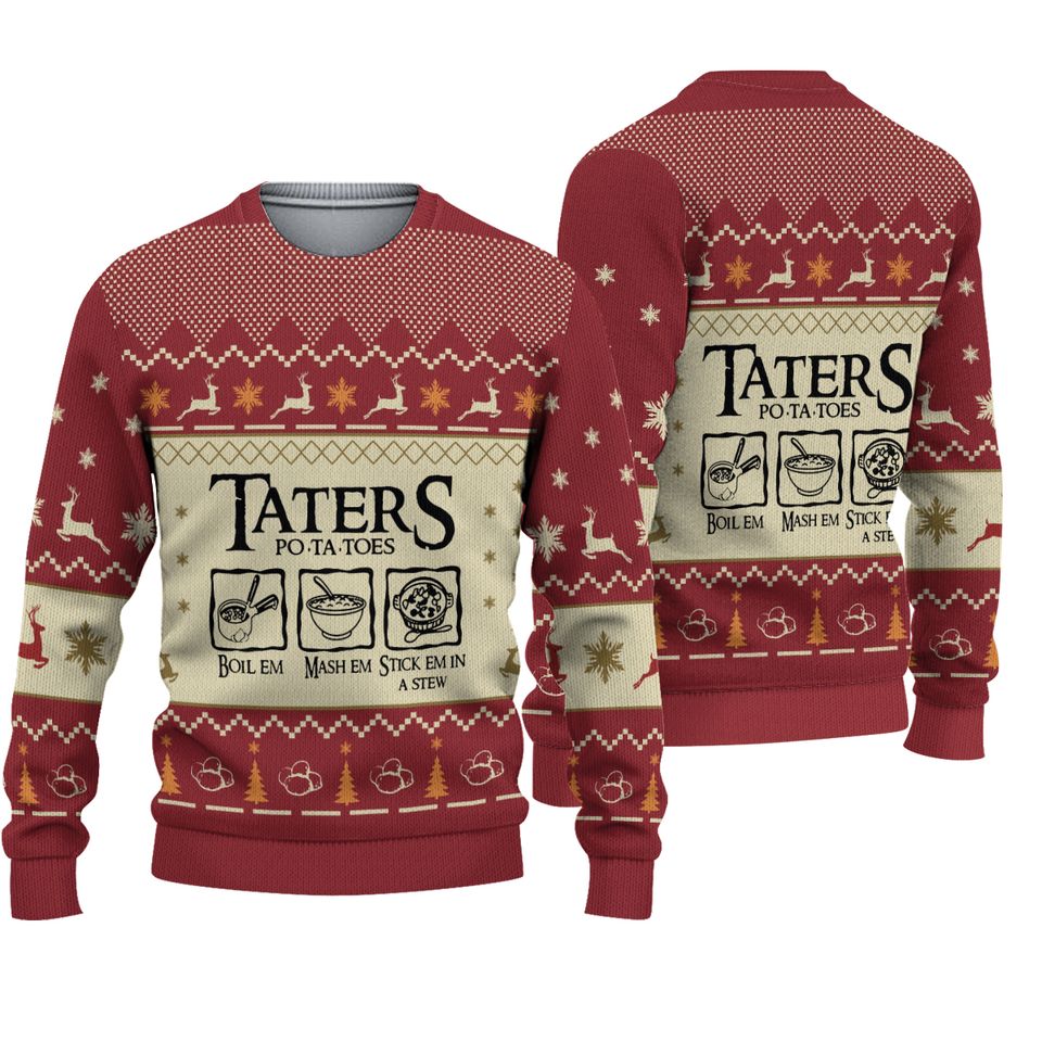 LOTR Taters Potatoes Ugly Christmas Knitted Sweater