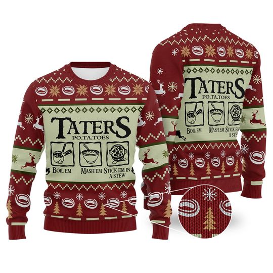 LOTR Taters Potatoes Ugly Christmas Sweater, Sweater Ugly Christmas Shirt, Xmas Sweater - Image 3