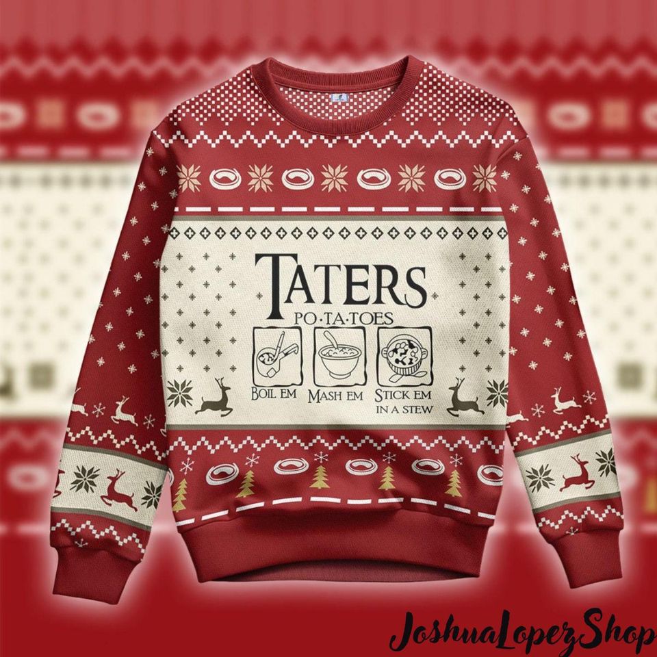LOTR Taters Potatoes Ugly Christmas Sweater, Ugly Sweatshirt - Image 2