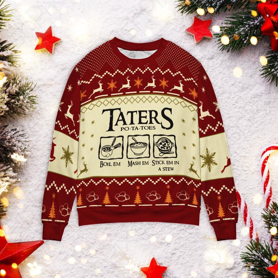 LOTR Taters Potatoes Ugly Christmas Sweater, Xmas Ugly Sweater