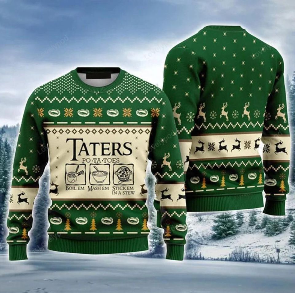 LOTR Taters Potatoes Ugly Christmas Sweater, Xmas Ugly Sweater