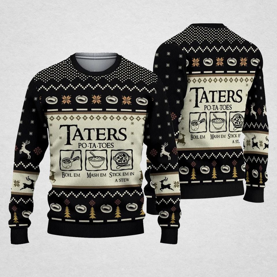 LOTR Taters Potatoes Ugly Christmas Sweater, Xmas Ugly Sweater - Image 2