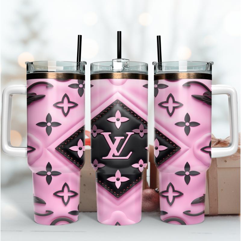 Louis Vuitton Black and Pink LV 3D Pattern Custom Stanley Cup 40 oz 30 oz Tumbler With HandleTVC2301168