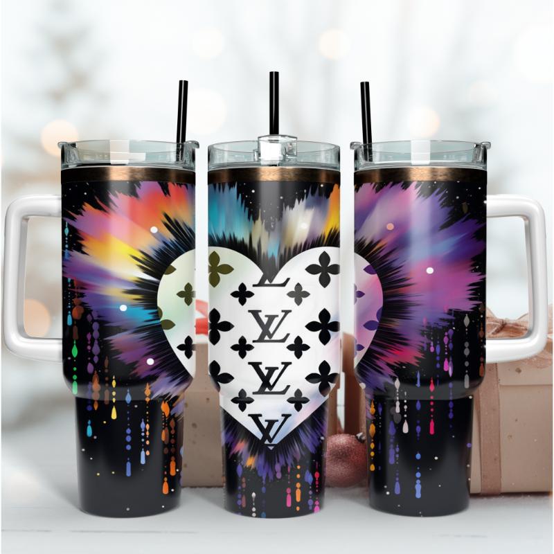 Louis Vuitton Black Heart LV Logo Custom Stanley Cup 40 oz 30 oz Tumbler With HandleTVC2301168