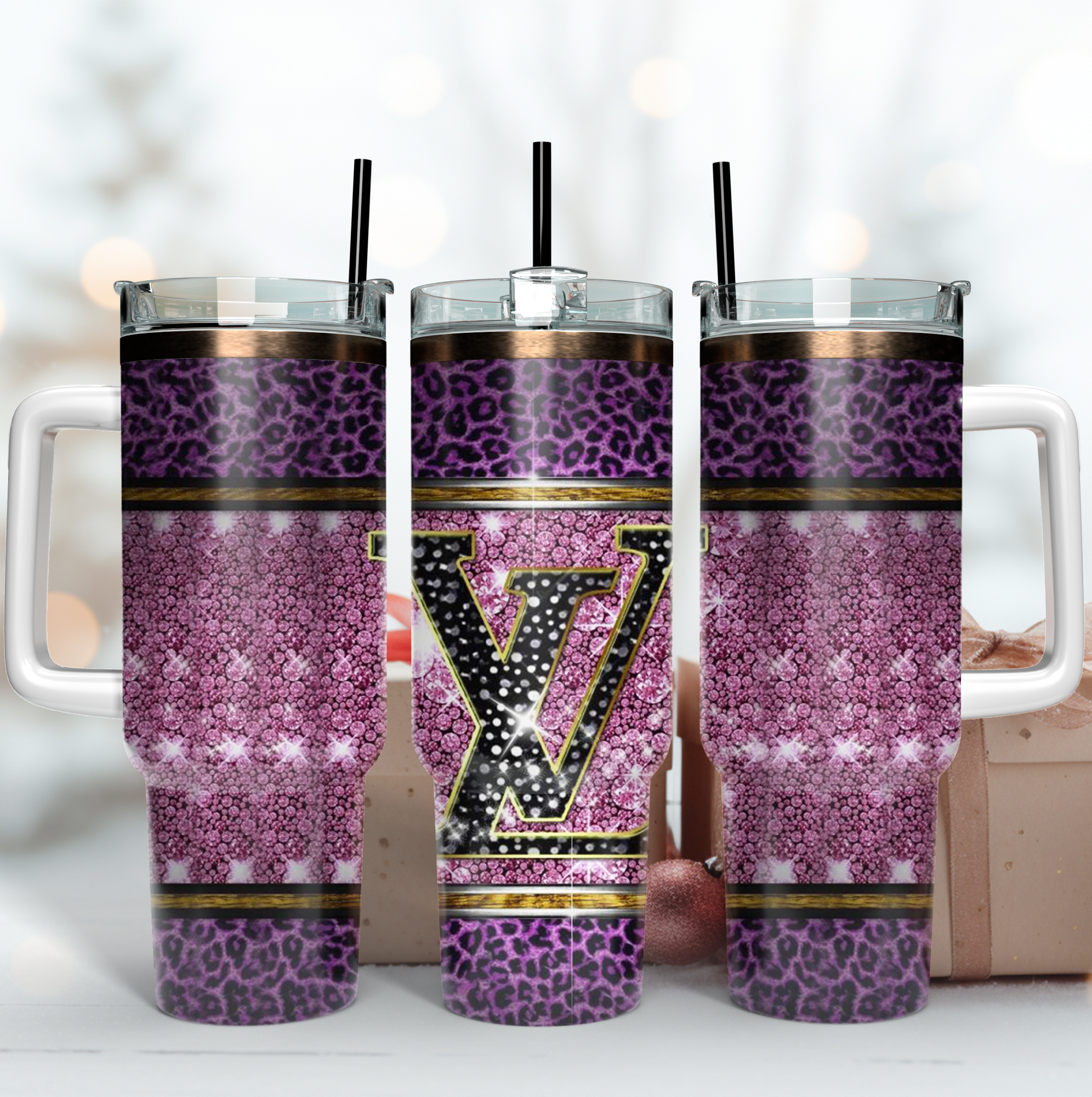 Louis Vuitton Glitter LV Logo Custom Stanley Cup 40 oz 30 oz Tumbler With HandleTVC2301170