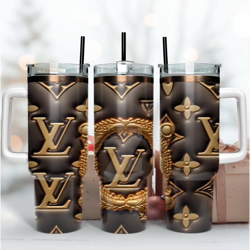Louis Vuitton LV 3D Golden Logo Custom Stanley Cup 40 oz 30 oz Tumbler With HandleTVC2301168