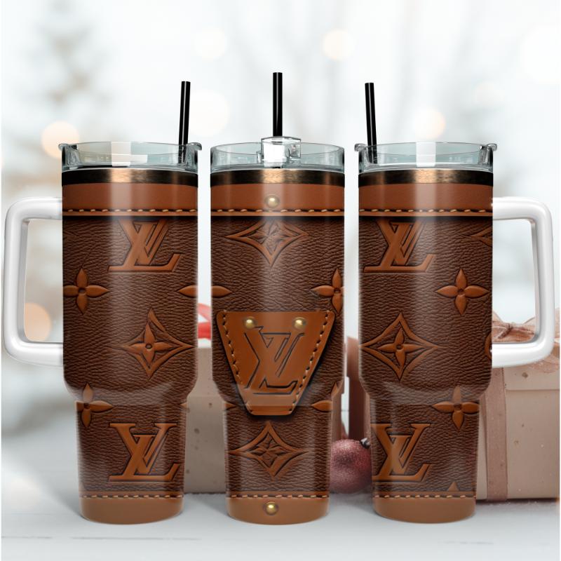 Louis Vuitton LV 3D Leather Pattern Custom Stanley Cup 40 oz 30 oz Tumbler With HandleTVC2301168