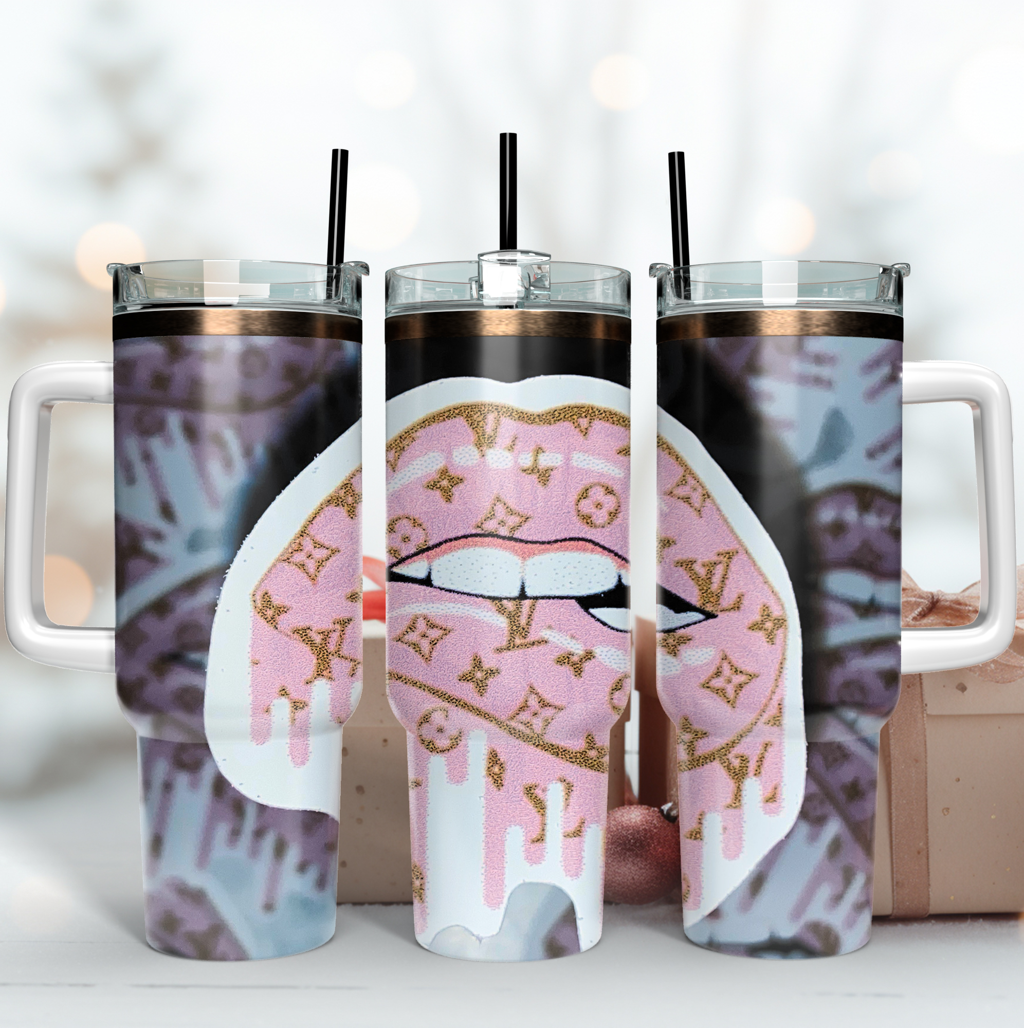 Louis Vuitton LV Dripping Lips Custom Stanley Cup 40 oz 30 oz Tumbler With HandleTVC2301169