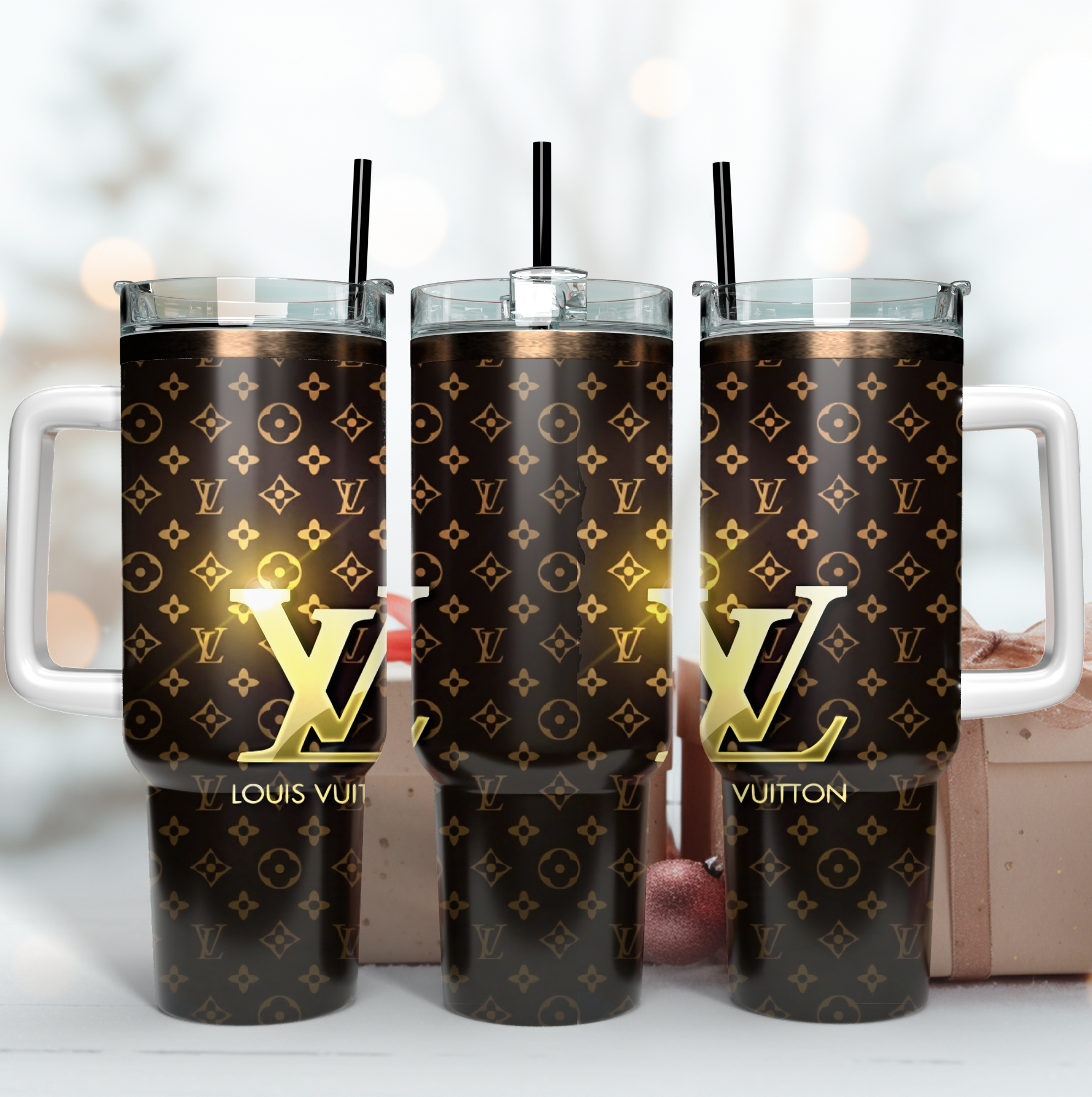 Louis Vuitton LV Golden Logo Custom Stanley Cup 40 oz 30 oz Tumbler With HandleTVC2301168
