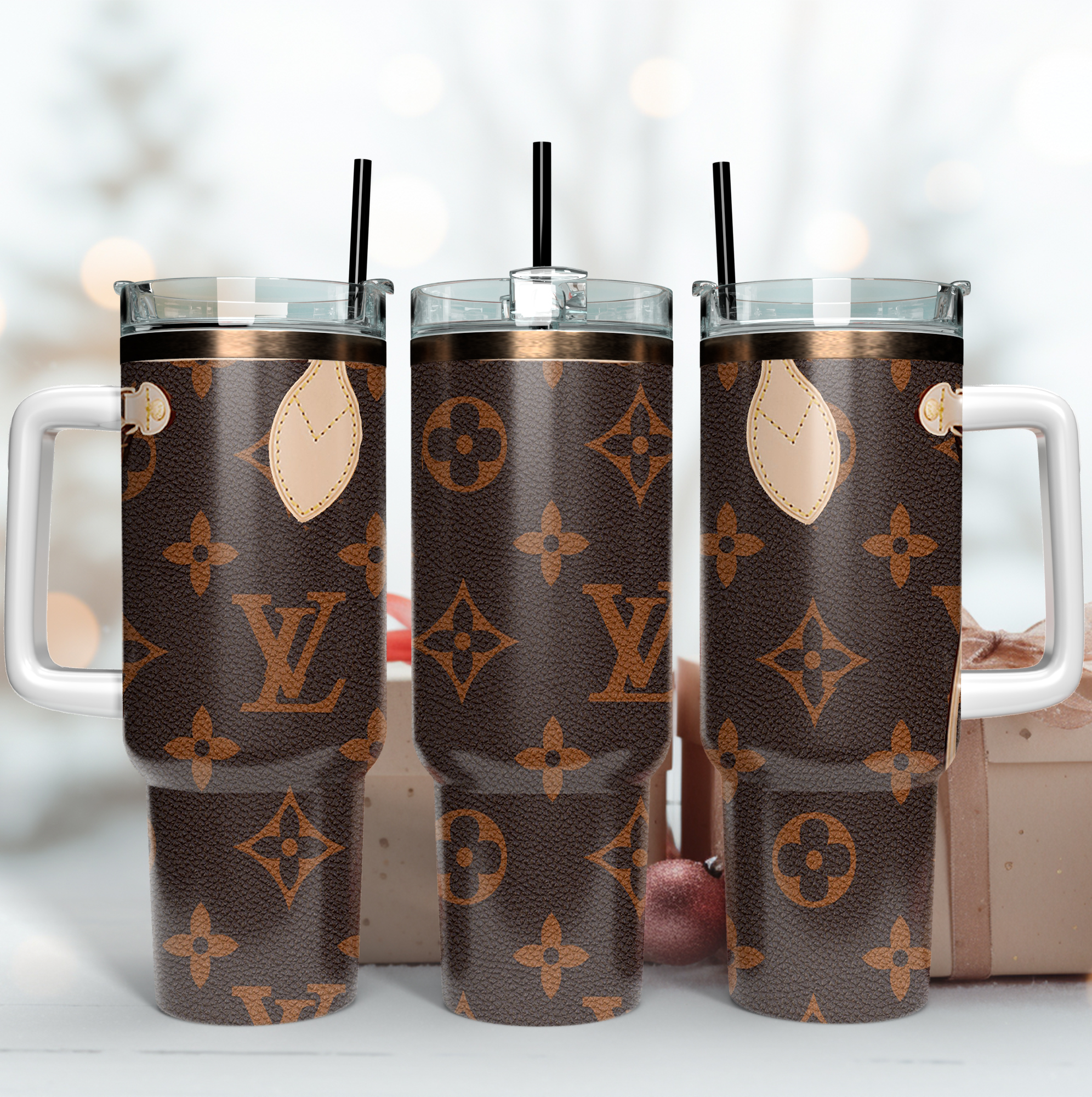 Louis Vuitton LV Logo Leather Pattern Custom Stanley Cup 40 oz 30 oz Tumbler With HandleTVC2301170