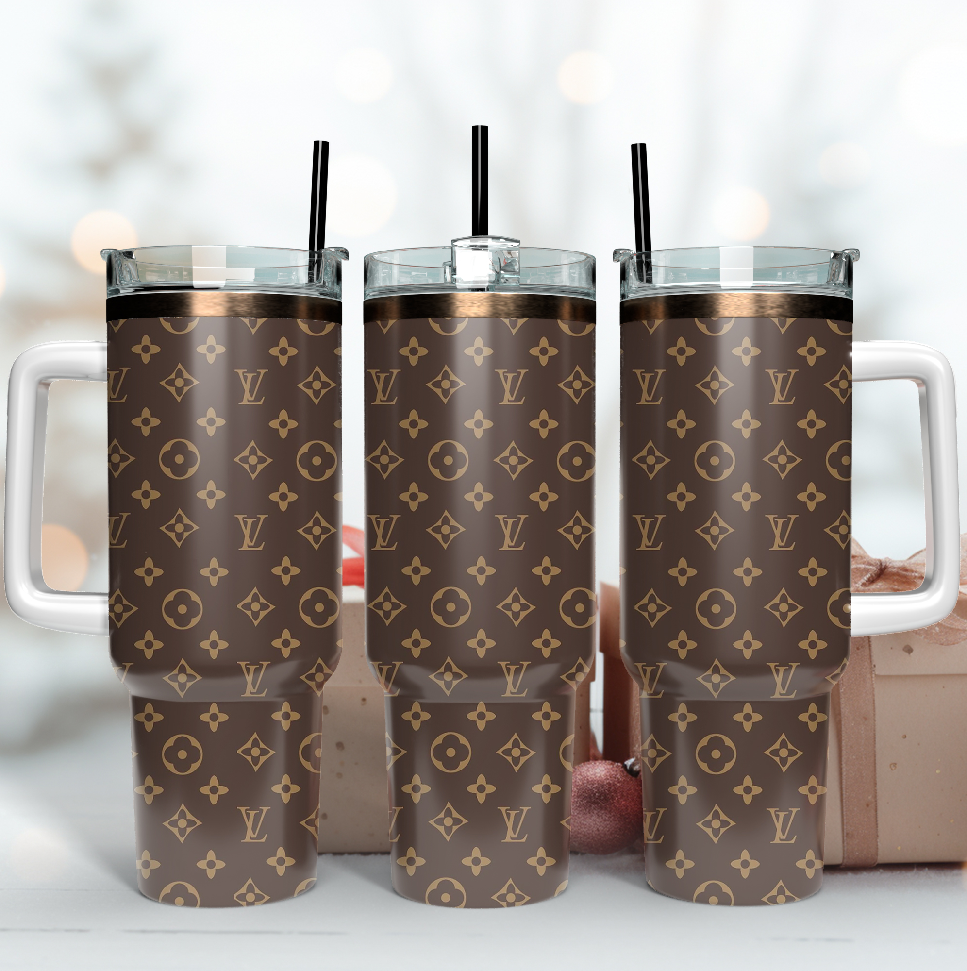 Louis Vuitton LV Logo Print Custom Stanley Cup 40 oz 30 oz Tumbler With HandleTVC2301171