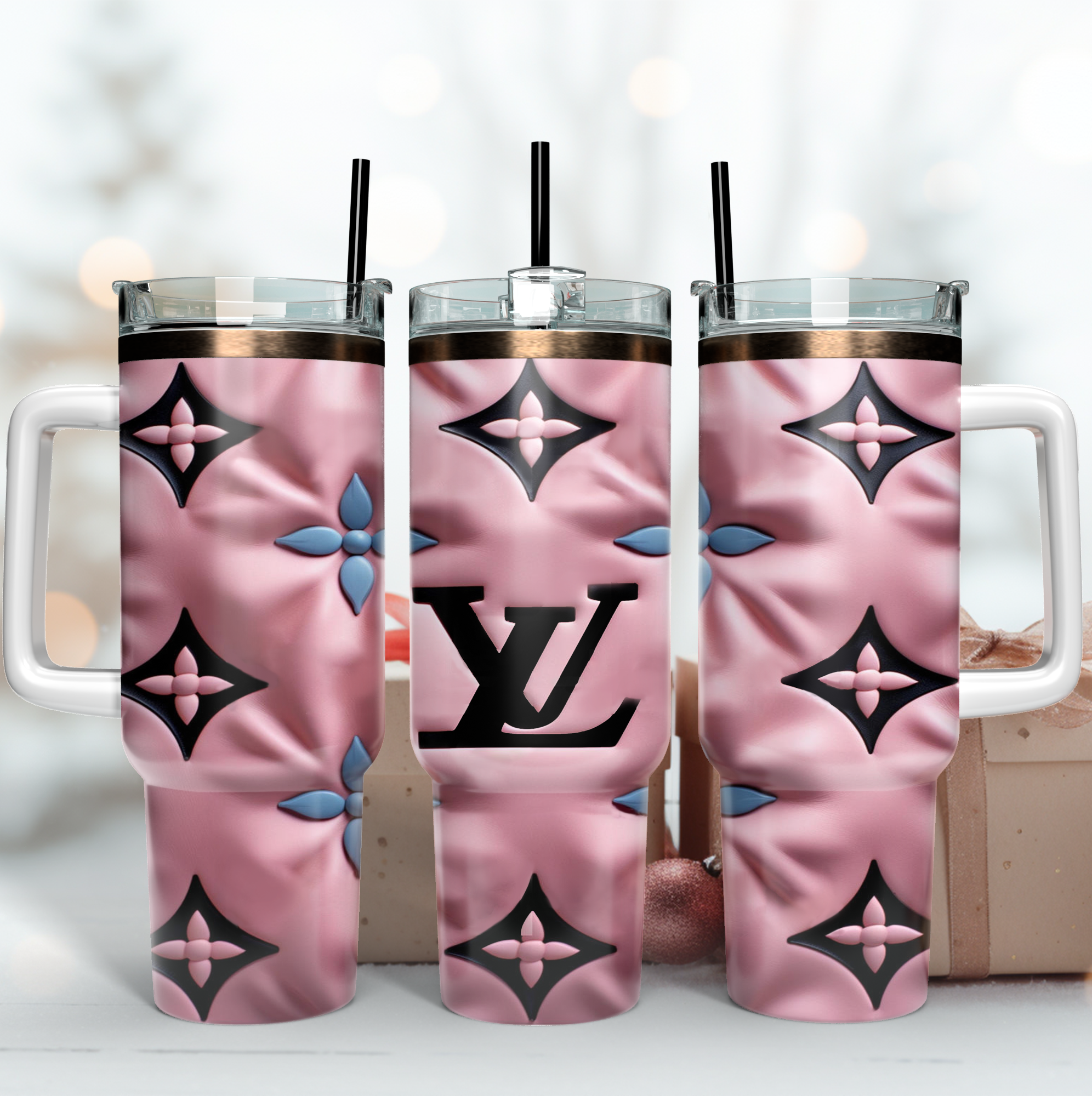 Louis Vuitton LV Pink 3D Pattern Custom Stanley Cup 40 oz 30 oz Tumbler With HandleTVC2301168