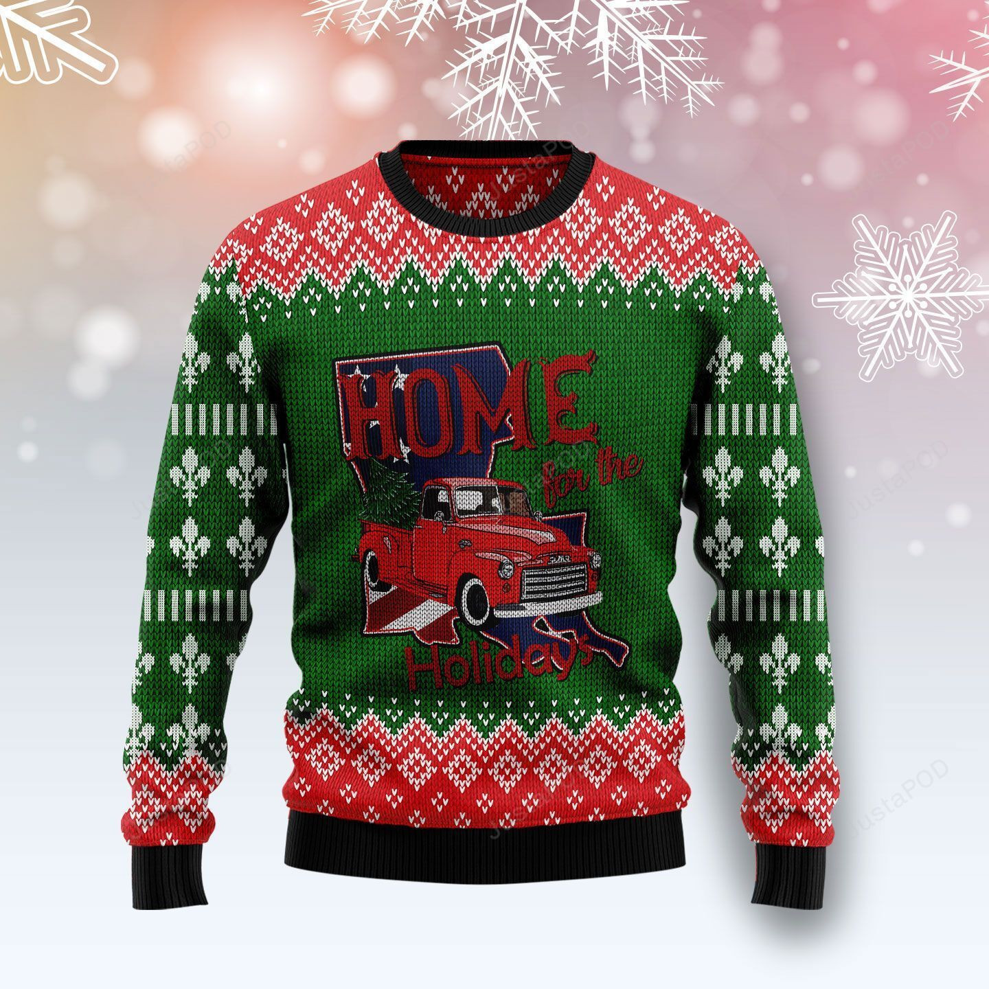 Louisiana Home For Christmas All Over Print Ugly Christmas Sweater Adult 3D Funny Matching for family