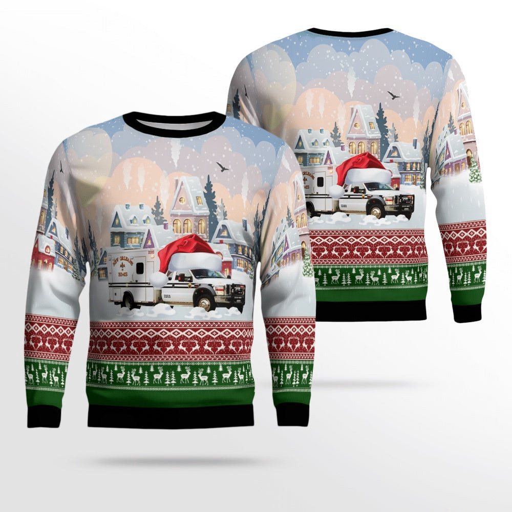 Louisiana New Orleans EMS Xmas Unisex Sweater Christmas Gifts For Men Women