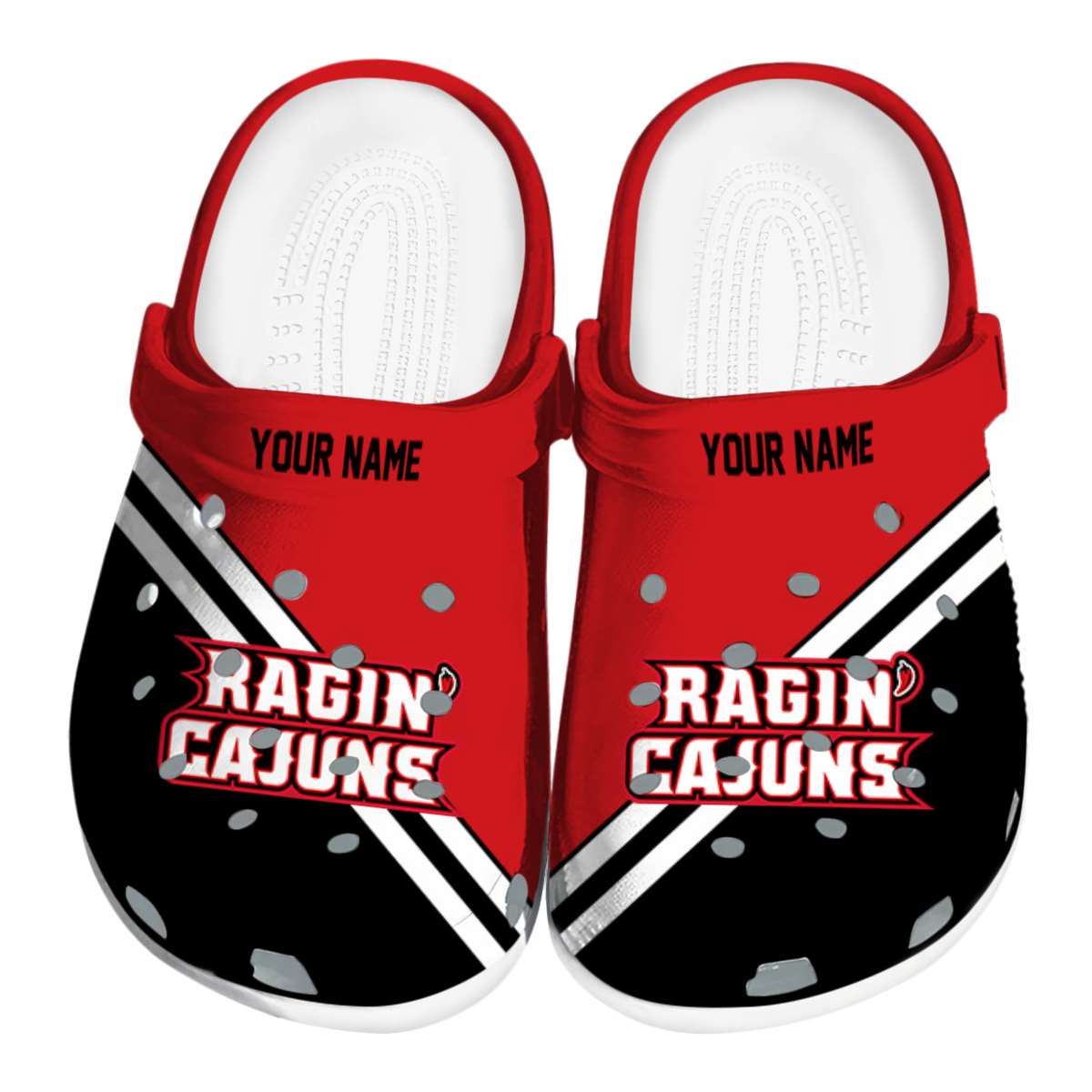 Louisiana Ragin' Cajuns NCAA Sport Crocs Crocband Clogs Shoes Comfortable For Men Women and Kids