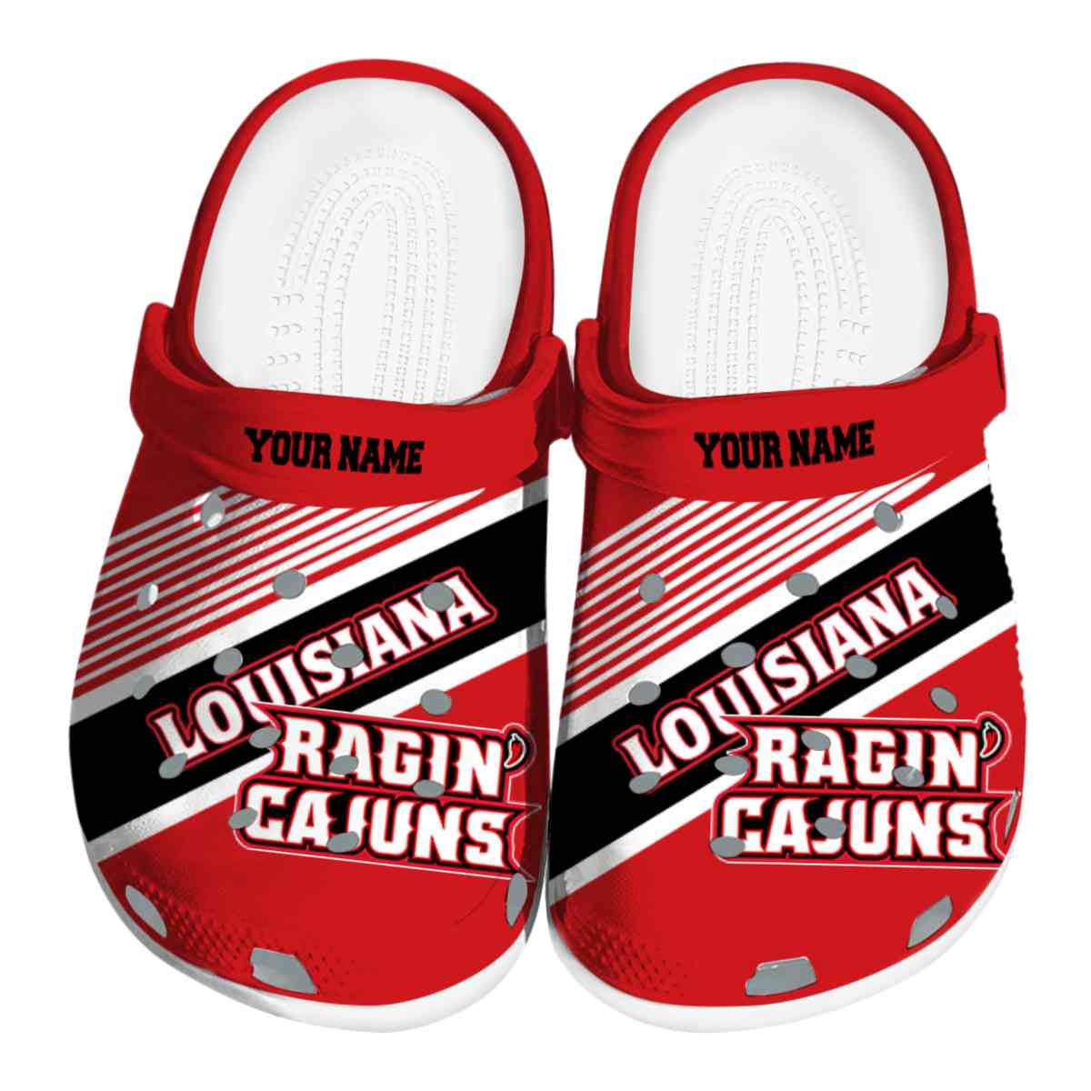 Louisiana Ragin' Cajuns NCAA Sport Crocs Crocband Clogs Shoes Comfortable For Men Women and Kids
