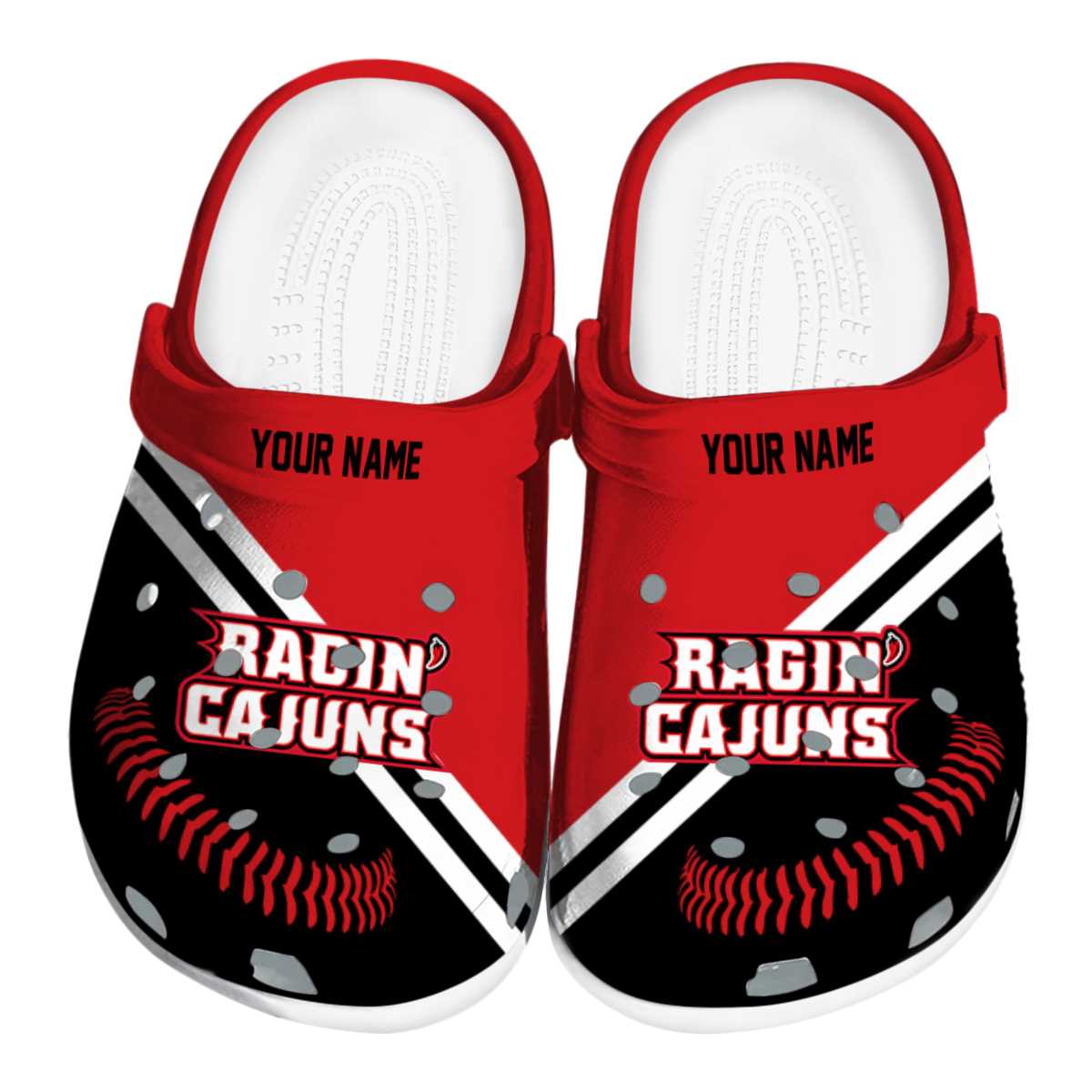 Louisiana Ragin' Cajuns NCAA Sport Crocs Crocband Clogs Shoes Comfortable For Men Women and Kids