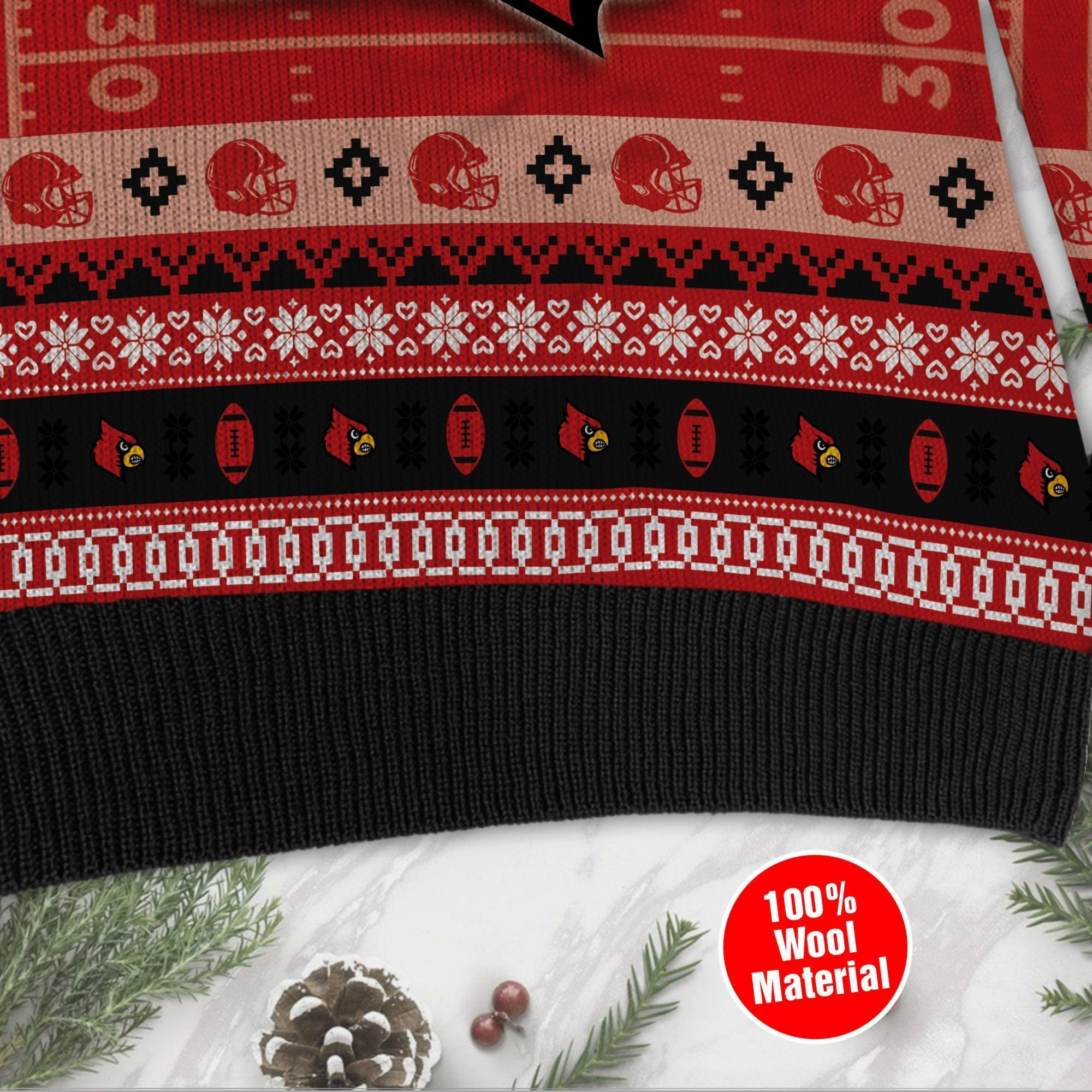 Louisville Cardinals Custom Name & Number Personalized Ugly Christmas Sweater Adult 3D Funny Matching for family - Image 5