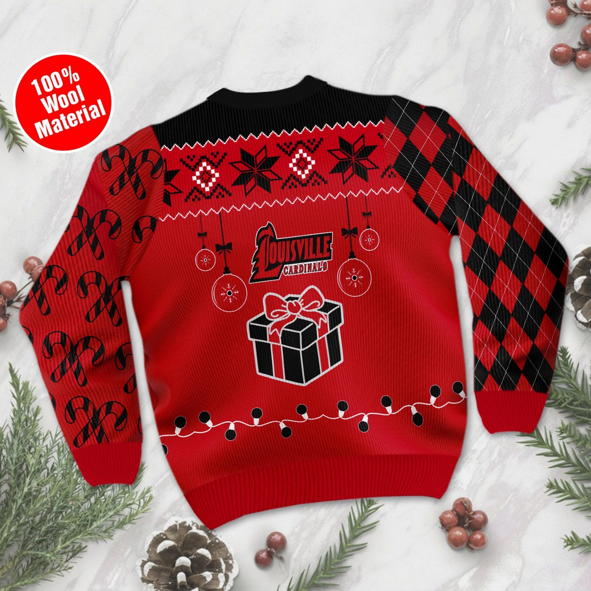 Louisville Cardinals Funny Ugly Christmas Sweater Adult 3D Funny Matching for family - Image 3