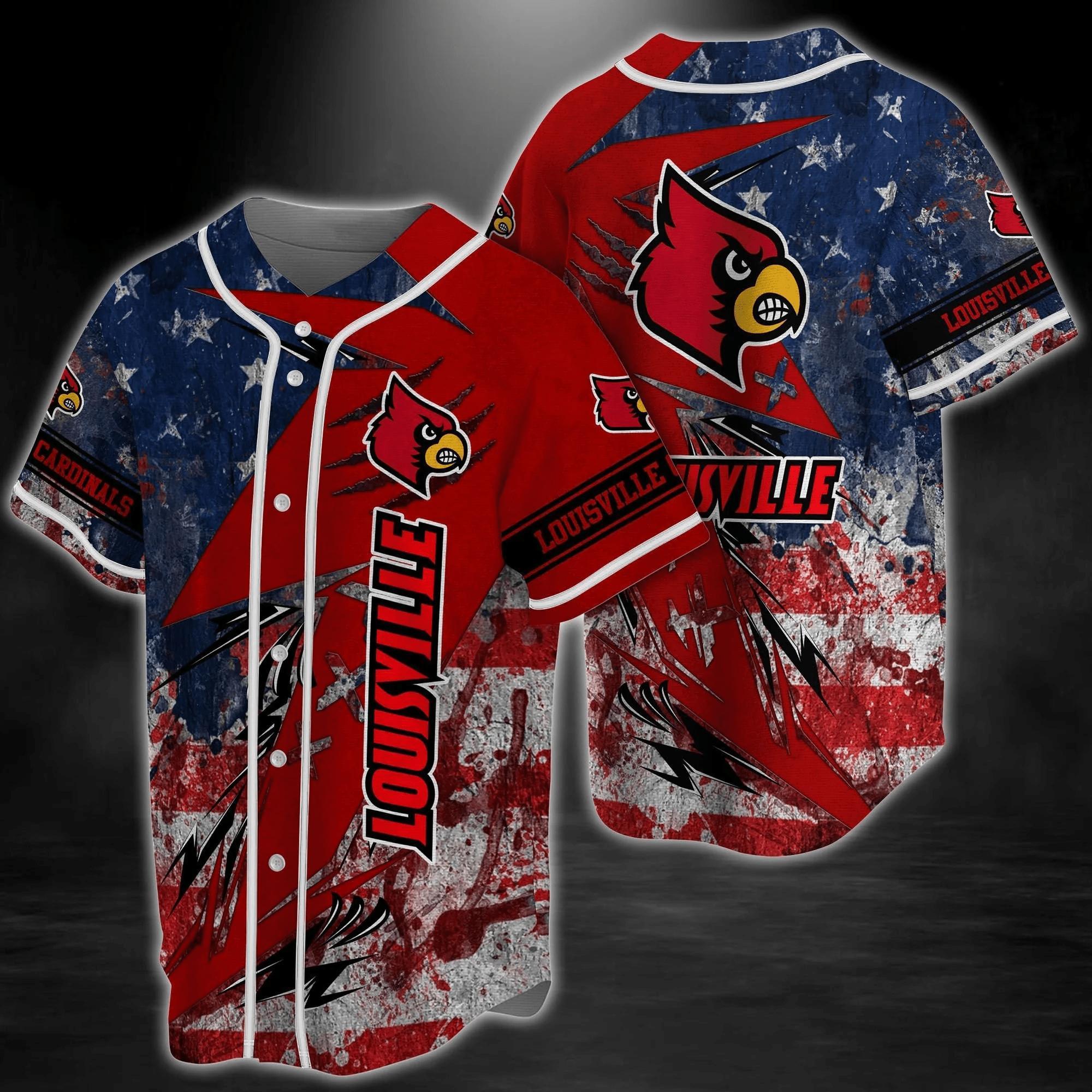 Louisville Cardinals Ncaa Baseball Jersey Shirt Us Flag
