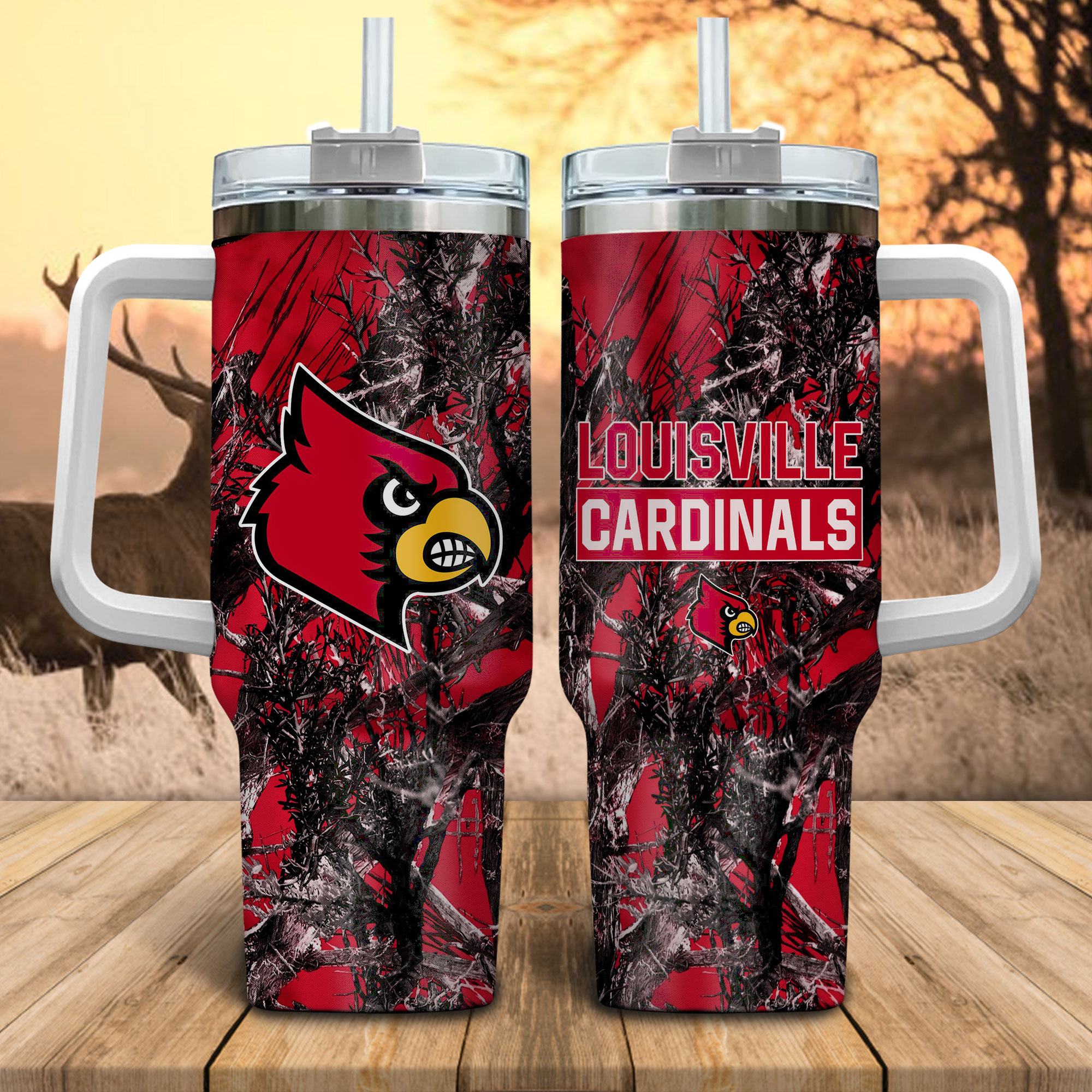 Louisville Cardinals NCAA Hunting Custom Stanley Cup 40 oz 30 oz Tumbler With HandleTVC230115
