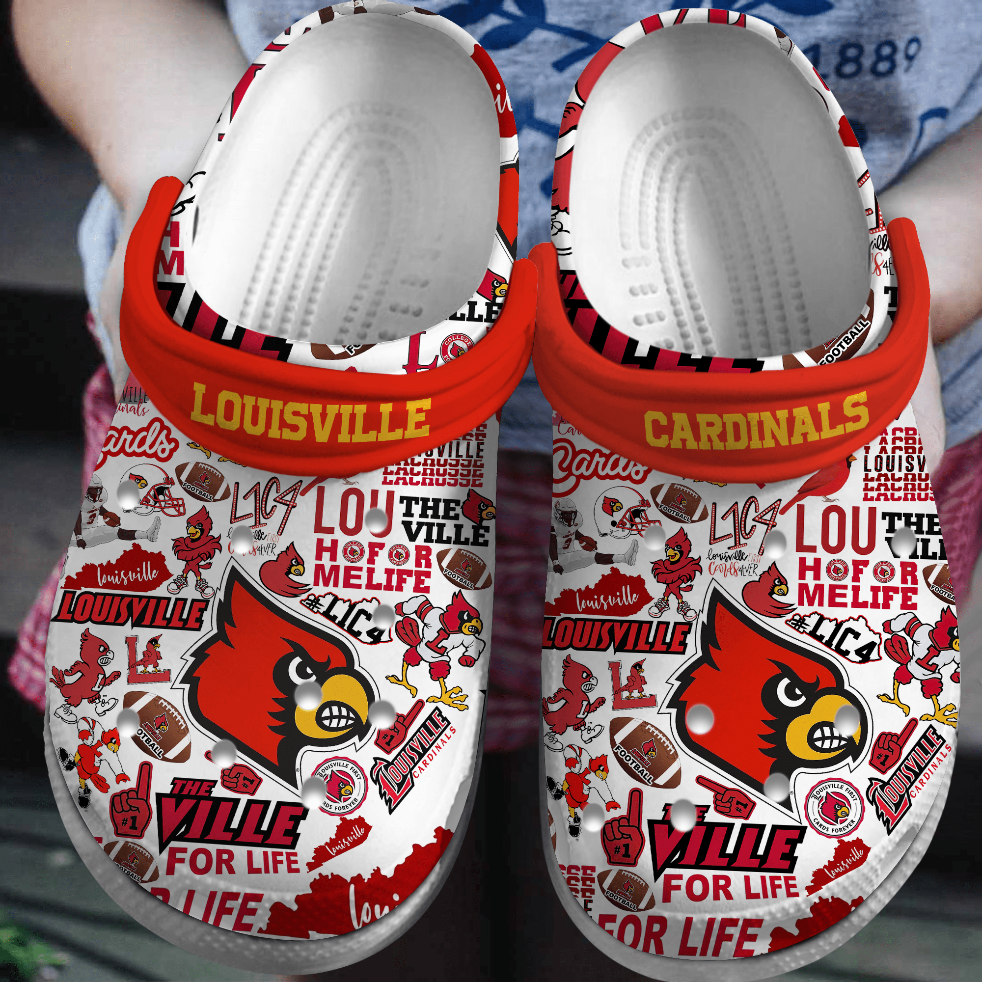 Louisville Cardinals NCAA Sport Crocs Crocband Clogs Shoes Comfortable For Men Women and Kids
