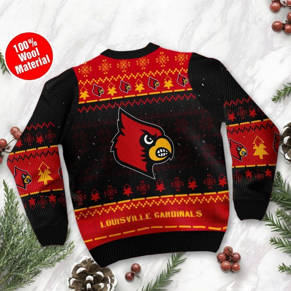 Louisville Cardinals Snoopy Dabbing Ugly Christmas Sweater Adult 3D Funny Matching for family - Image 3