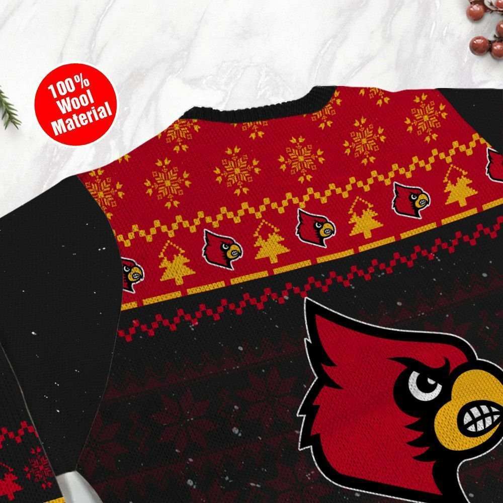 Louisville Cardinals Snoopy Dabbing Ugly Christmas Sweater Adult 3D Funny Matching for family - Image 5