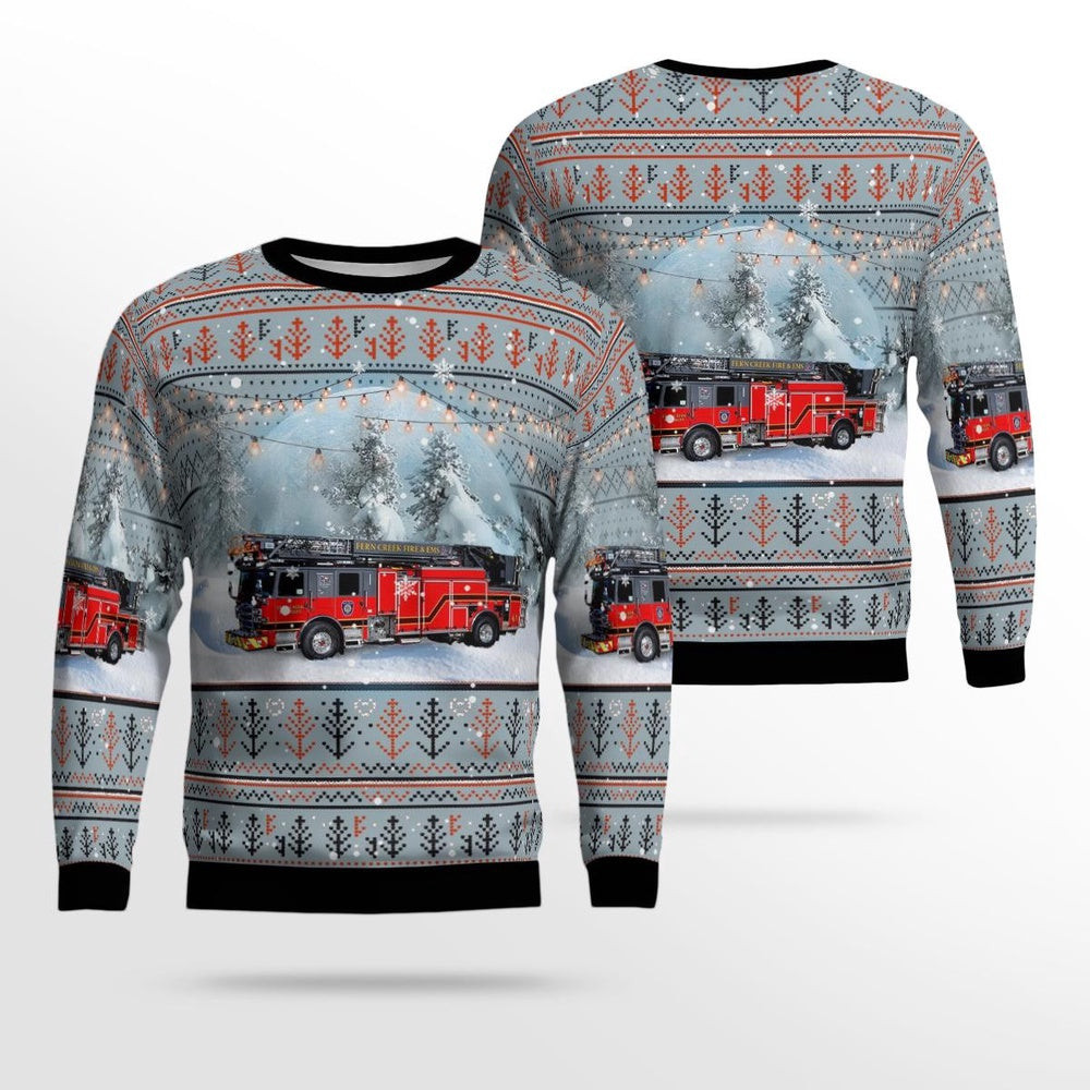 Louisville Kentucky Fern Creek Fire Protection District AOP Ugly Sweater Christmas Unisex Sweaters Gift For Christmas